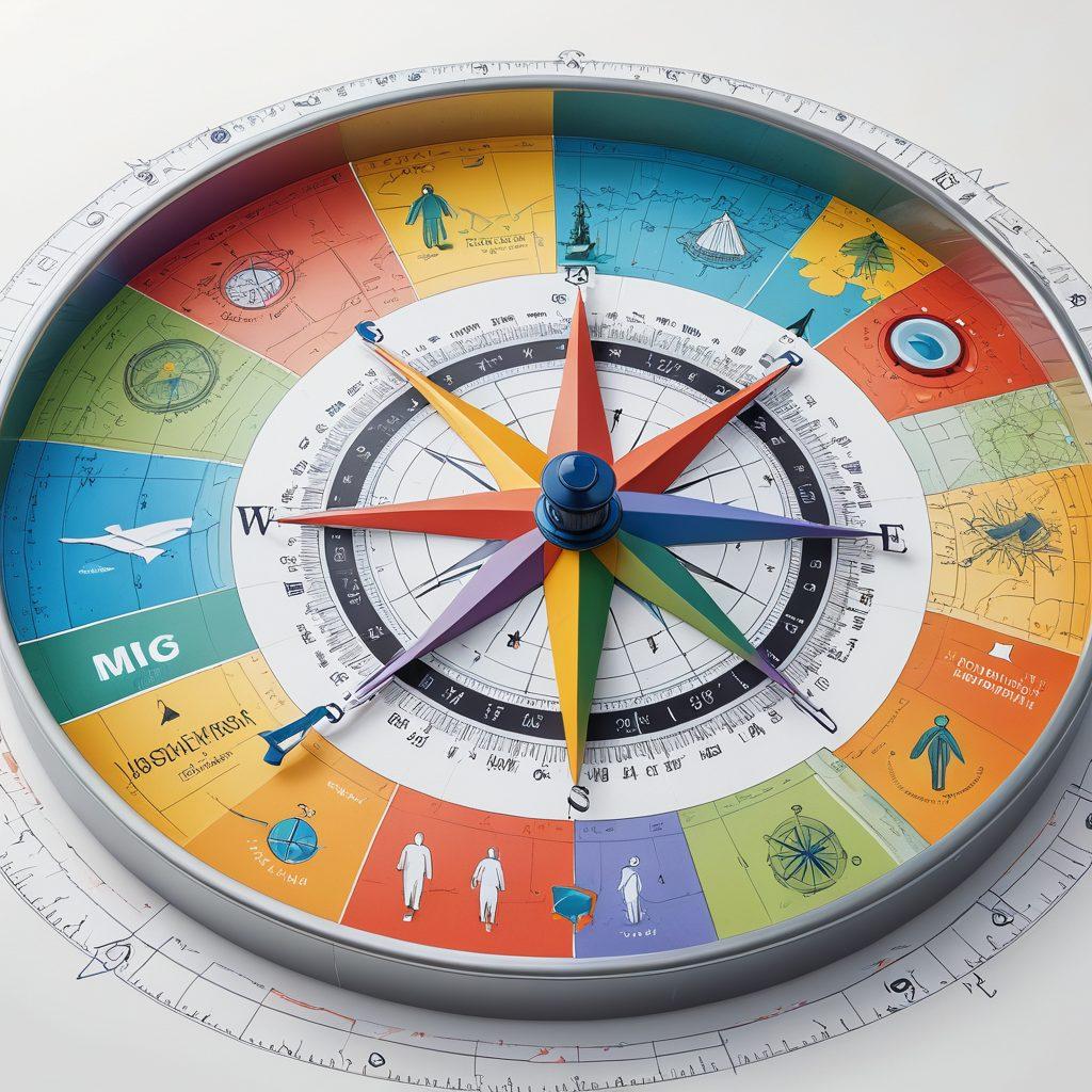 A serene landscape showcasing a compass overlaid on a map, highlighting various insurance symbols such as a shield, umbrella, and lifebuoy. In the background, a friendly expert consultant is guiding a diverse group of individuals navigating their insurance options. The scene conveys a sense of safety, guidance, and trust. super-realistic. vibrant colors. white background.